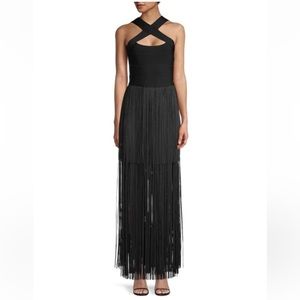 Herve Leger Paris Black Fringe Dress Size Medium